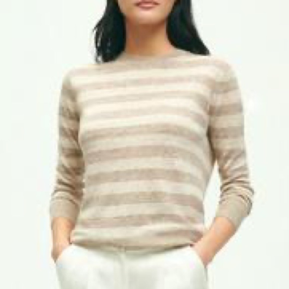 Brooks Brothers Linen Striped Crewneck Sweater Size S